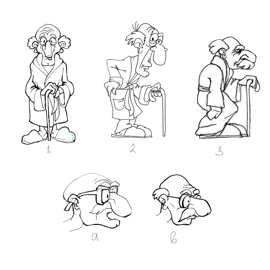1024x1024 Old Man Cartoon Character Sketch - Cartoon Man Sketch
