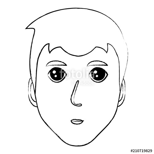 500x500 Sketch Of Cartoon Man Face Icon Over White Background, Vector - Cartoon Man Sketch