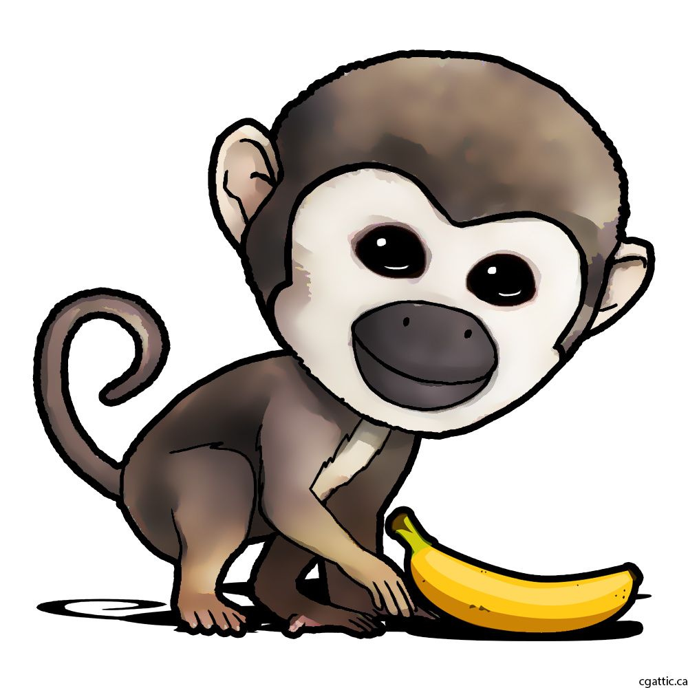 1000x1000 Monkey Cartoon Drawing In 4 Steps With Photoshop Photoshop - Cartoon Monkey Sketch