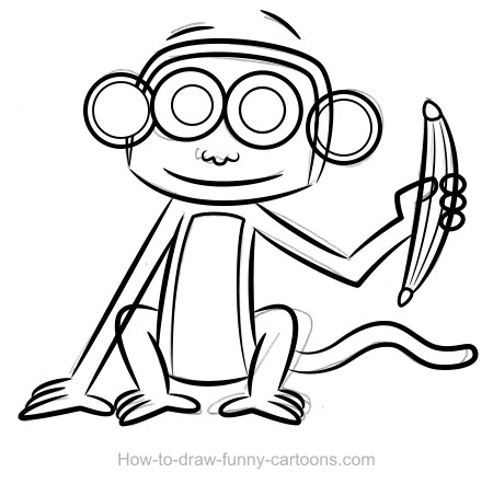 450x442 Monkey Drawings (Sketching + Vector) - Cartoon Monkey Sketch