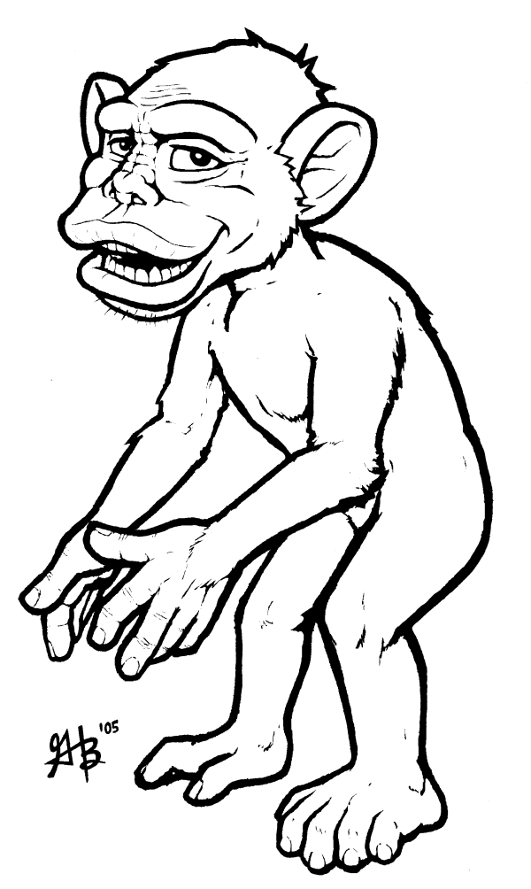 600x1004 Cartoon Monkey Standing 05 1 By Ghbarratt - Cartoon Monkey Sketch