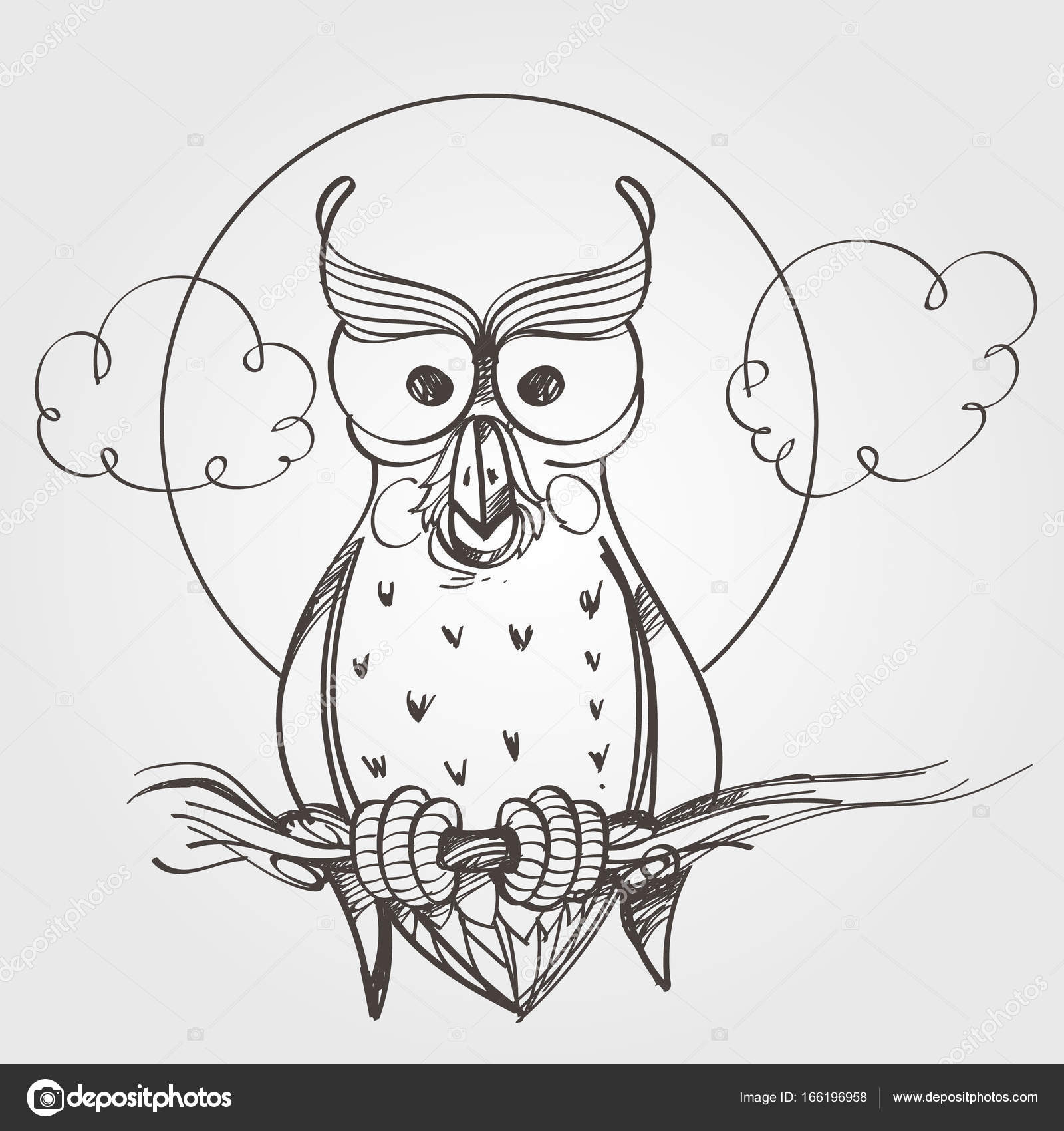 1600x1700 Cartoon Owl Sketch Cartoon Owl Sketch. Stock Vector Filkusto - Cartoon Owl Sketch