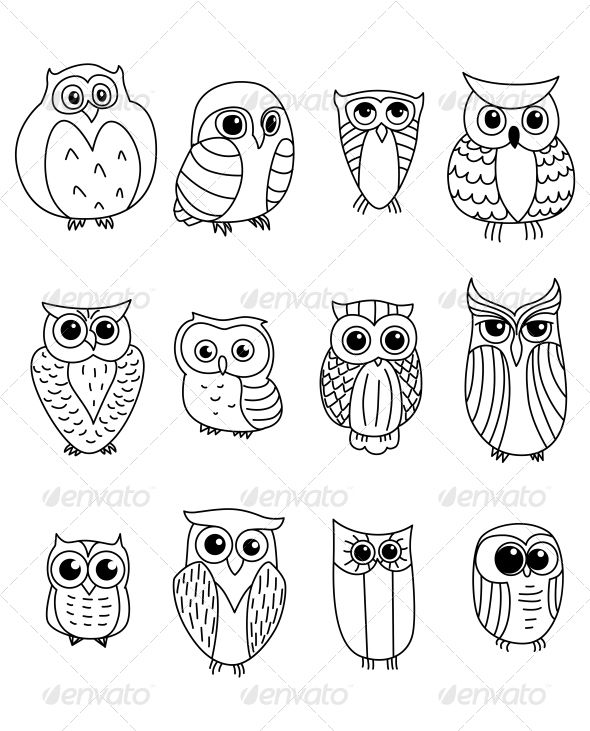 590x731 Cartoon Owls And Owlets - Cartoon Owl Sketch