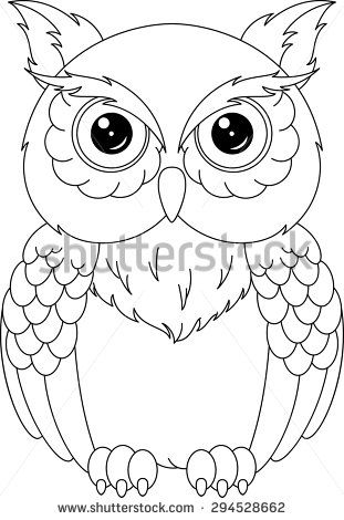 311x470 Coloring Pages Stock Photos, Images, Amp Pictures Shutterstock - Cartoon Owl Sketch