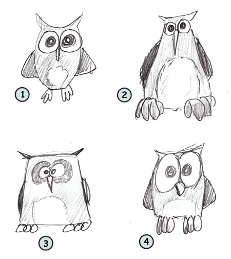 450x505 Drawing A Cartoon Owl - Cartoon Owl Sketch