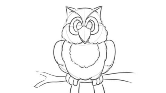 550x309 How To Draw An Owl 14 Steps (With Pictures) - Cartoon Owl Sketch