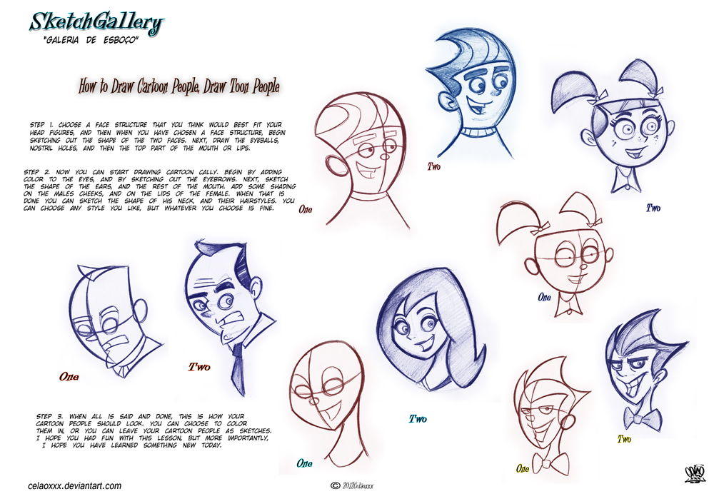 1000x692 How To Draw Cartoon People Draw Toon People By Celaoxxx - Cartoon People Sketches