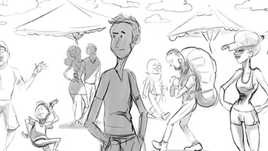 390x220 Sketches Cartoons - Cartoon Person Sketch