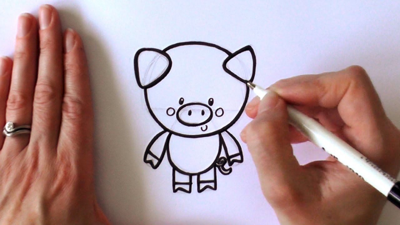1280x720 How To Draw A Cartoon Pig - Cartoon Pig Sketch