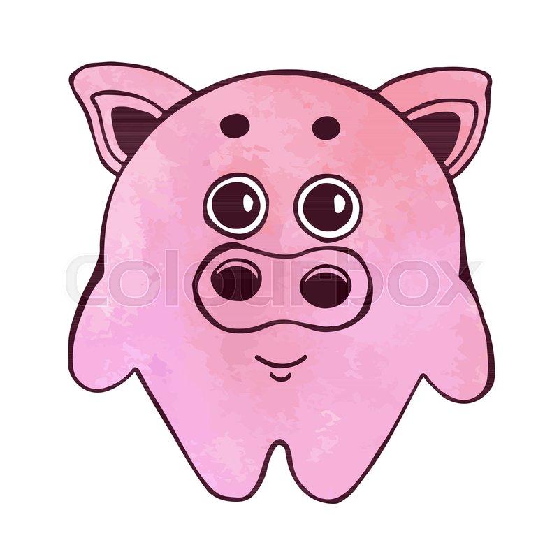 800x800 Cute Cartoon Pig Isolated On White Background. Vector Illustration - Cartoon Pig Sketch