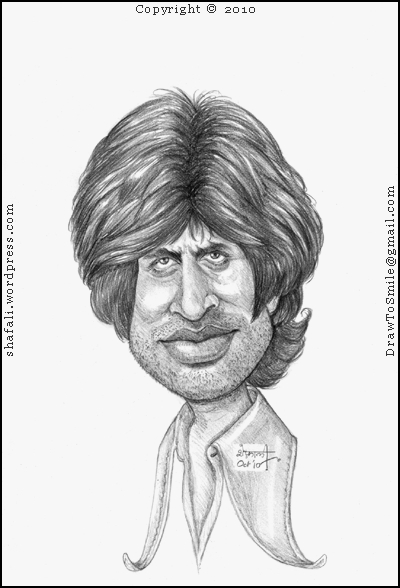 400x588 Caricaturecartoon The Angry Young Man Of The Indian Film - Cartoon Portrait Sketch