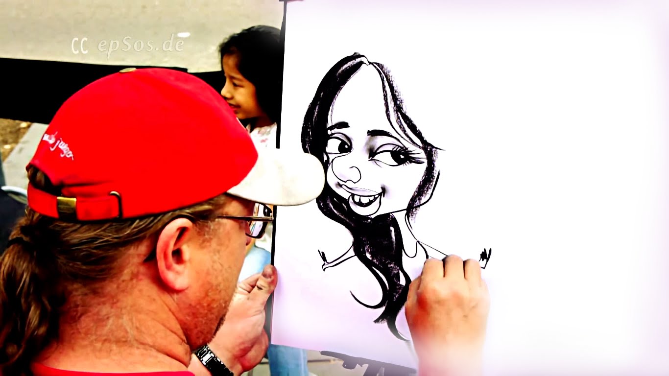 1366x768 How To Draw A Caricature Portrait In 3 Minutes - Cartoon Portrait Sketch