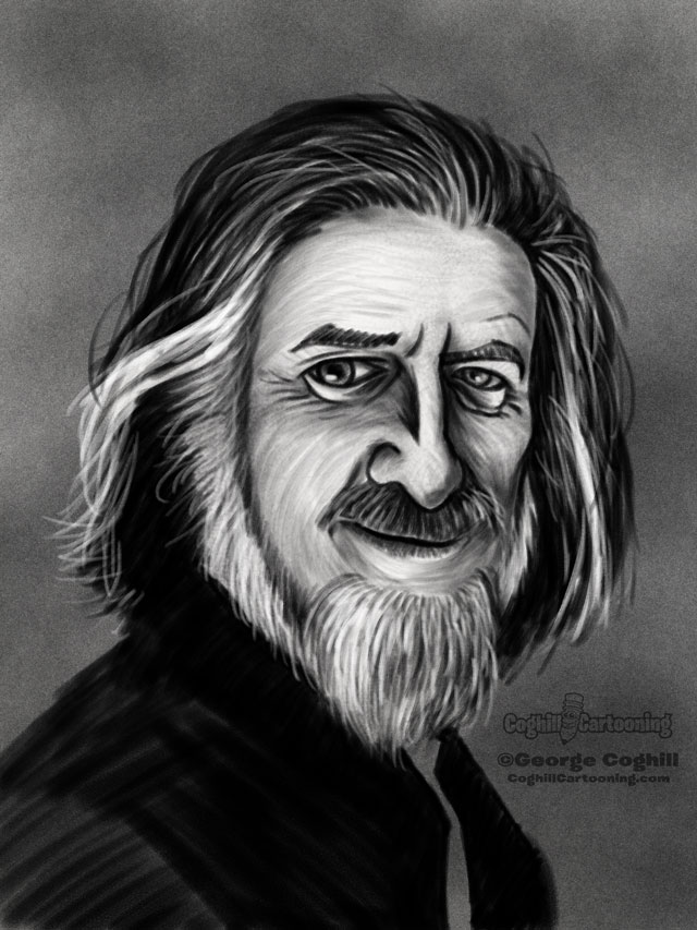 640x853 Alan Watts Cartoon Portrait 3 Sketch - Cartoon Portrait Sketch