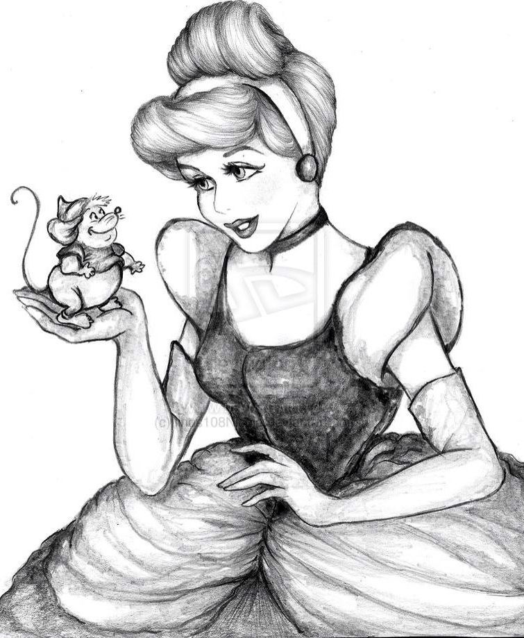 755x919 Cinderella Cartoon Illustration Via - Cartoon Princess Sketch