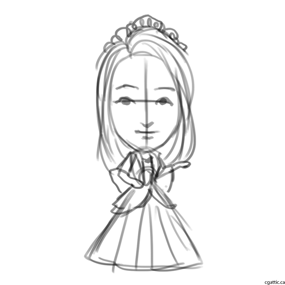 1000x1000 Princess Cartoon Drawing In 4 Steps With Photoshop - Cartoon Princess Sketch