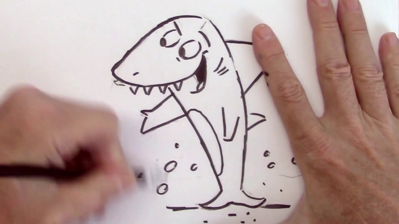 1280x720 How To Draw Shark - Cartoon Shark Sketch