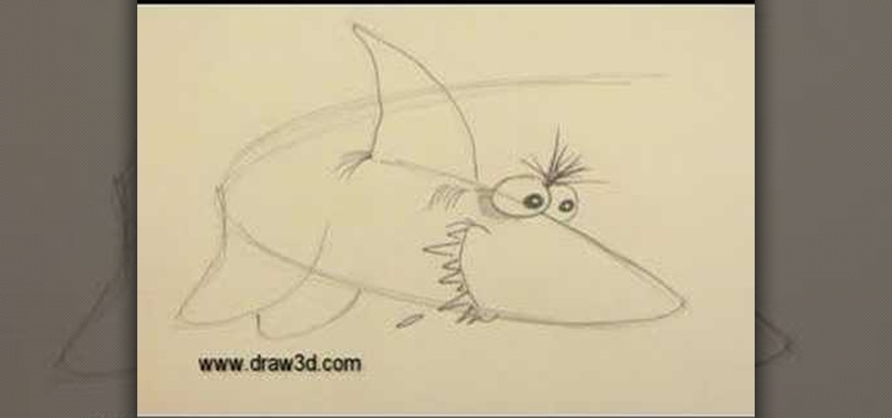 1280x600 How To Draw A 3d Cartoon Shark Drawing Amp Illustration Wonderhowto - Cartoon Shark Sketch