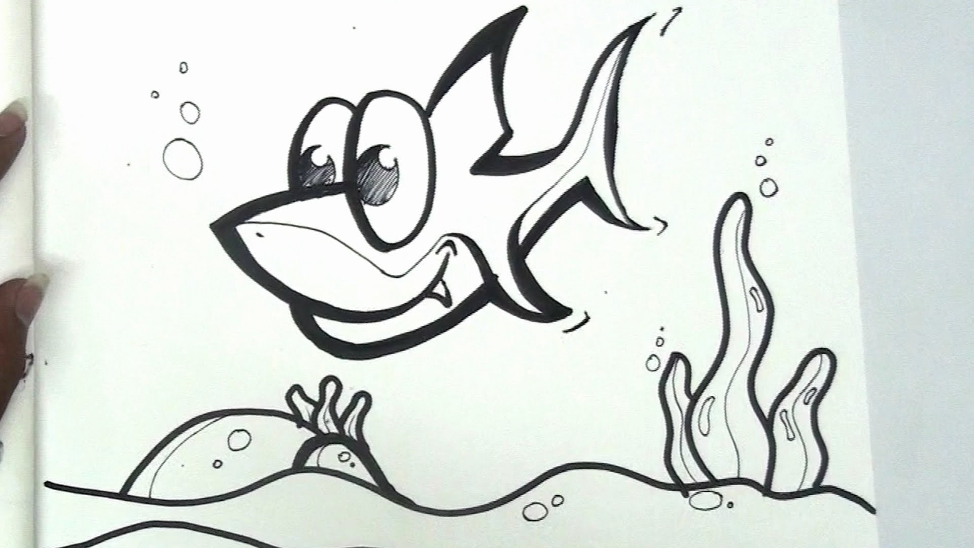 1920x1080 How To Draw A Shark Drawing For Children Easy Step By Step - Cartoon Shark Sketch