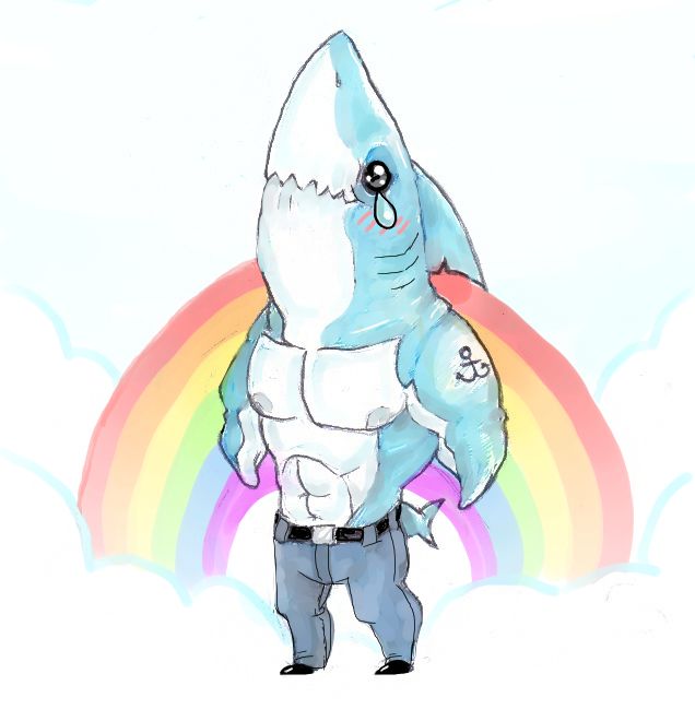 636x660 Man Shark By Flying Shark Sharks Know Your Meme - Cartoon Shark Sketch