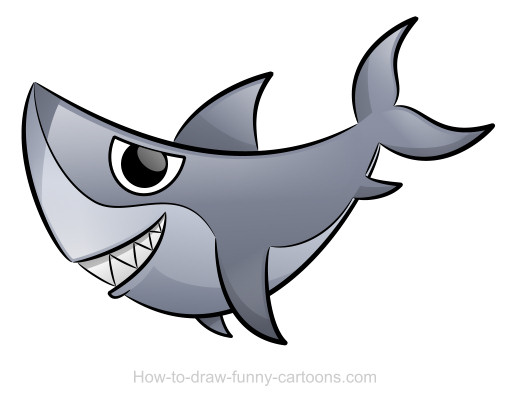 510x400 Shark Drawing (Sketching + Vector) - Cartoon Shark Sketch