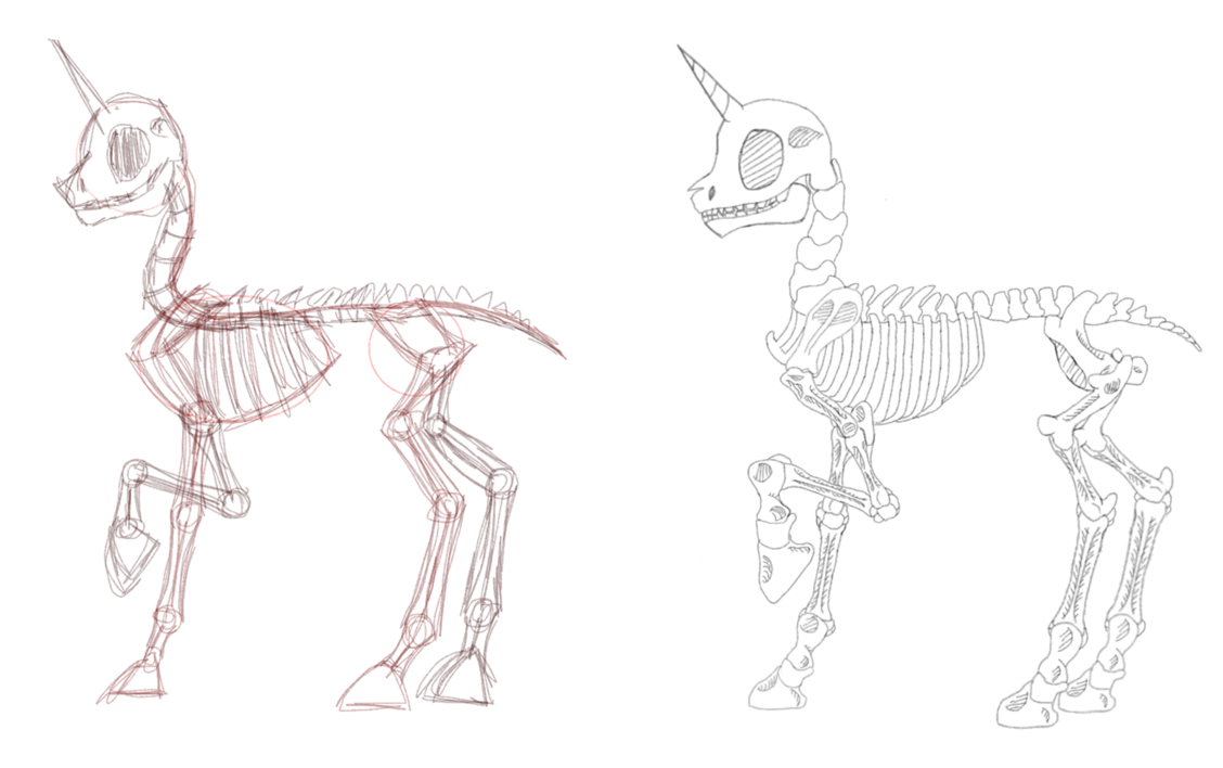 1128x708 Skeleton Sketching By Missklang - Cartoon Skeleton Sketch