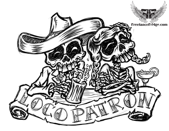 700x541 Western Skeleton Banditos Cartoons Freelance Fridge - Cartoon Skeleton Sketch