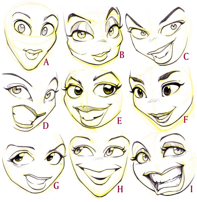 800x824 Female Cartoon Faces By Jonigodoy - Cartoon Sketch Faces
