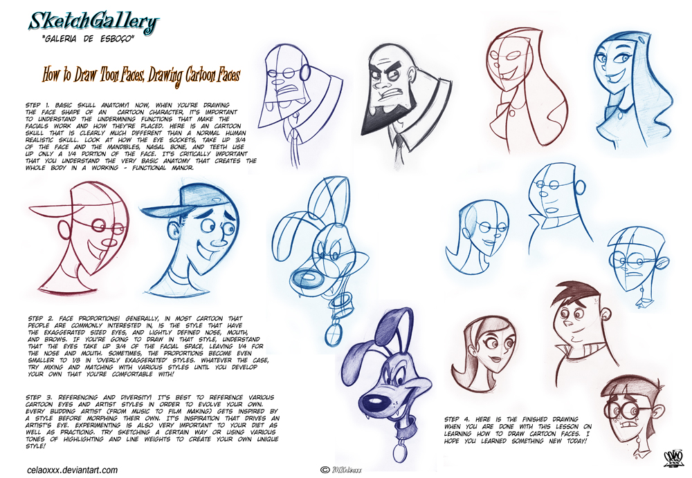 1000x692 How To Drawtoon Faces, Drawing Cartoon Faces By Celaoxxx - Cartoon Sketch Faces