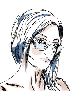 256x320 Cute School Uniform Boy And Girl Sketch Background. Vector - Cartoon Sketch Girl