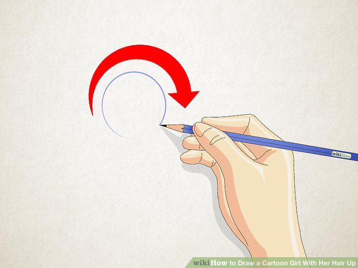 728x546 How To Draw A Cartoon Girl With Her Hair Up 12 Steps - Cartoon Sketch Girl