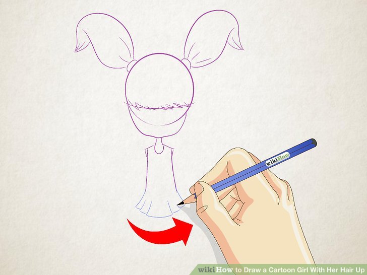 728x546 How To Draw A Cartoon Girl With Her Hair Up 12 Steps - Cartoon Sketch Of A Girl