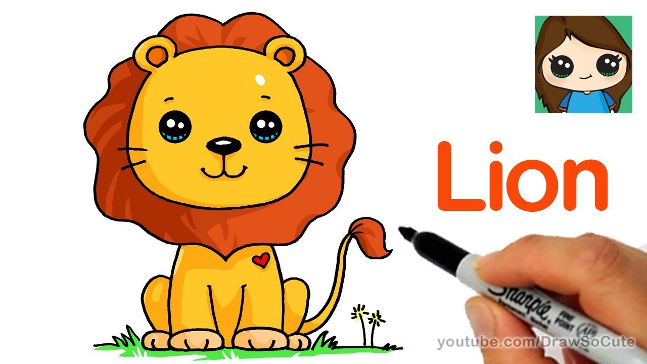 1280x720 How To Draw A Lion Cute And Easy - Cartoon Sketch Of A Lion