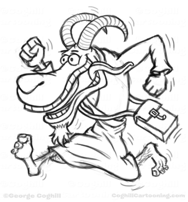 640x688 Goat Man Cartoon Character Sketch - Cartoon Sketch Of A Man