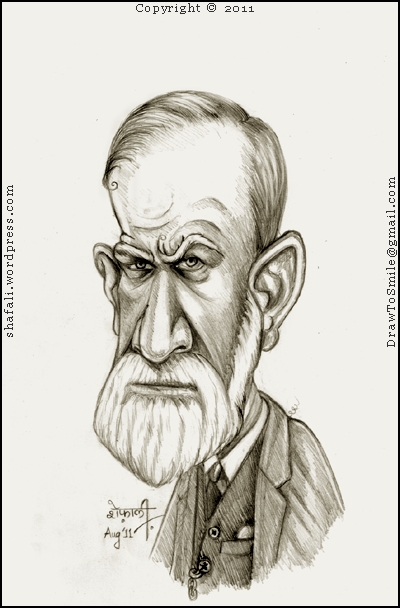 400x608 Caricaturecartoon Sigmund Freud The Psychologist Who - Cartoon Sketch Of A Man