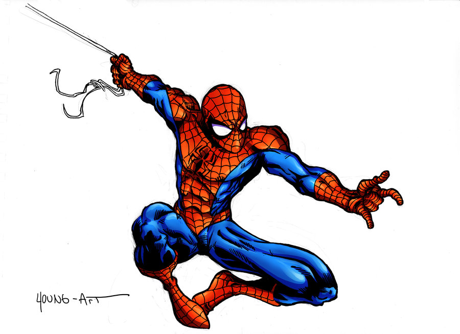 900x654 Spider Man New Colouring Style By Parisalleyne - Cartoon Sketch Of Spider Man