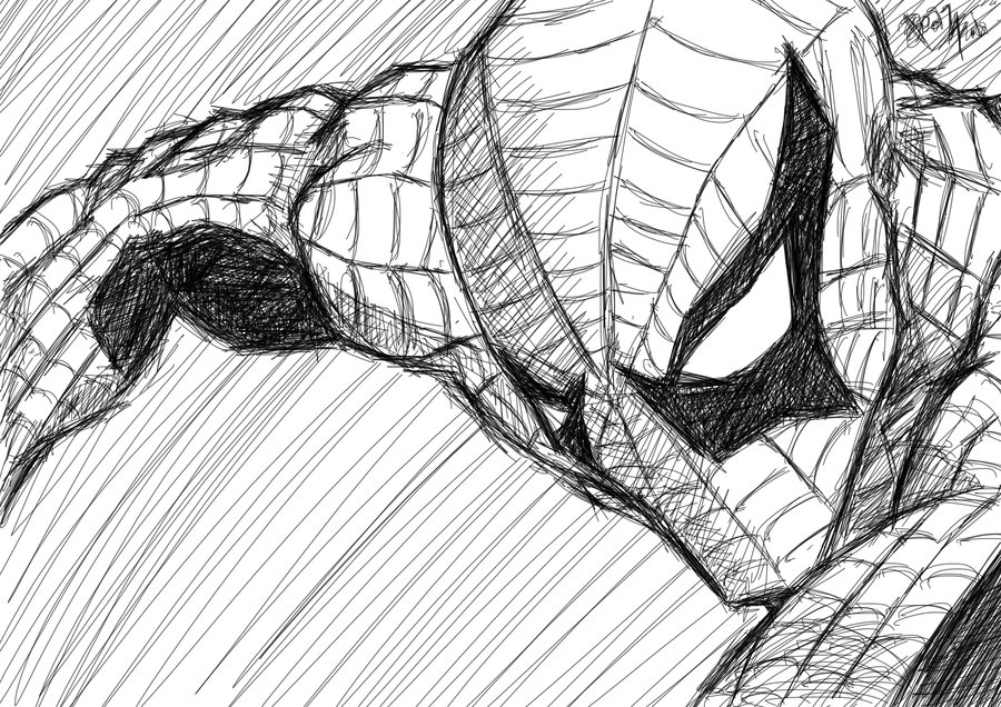900x636 Spiderman Sketch - Cartoon Sketch Of Spider Man