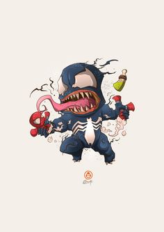 236x333 Chibi Venom Sticker Comic Venom, Chibi And Marvel - Cartoon Sketch Of Spider Man