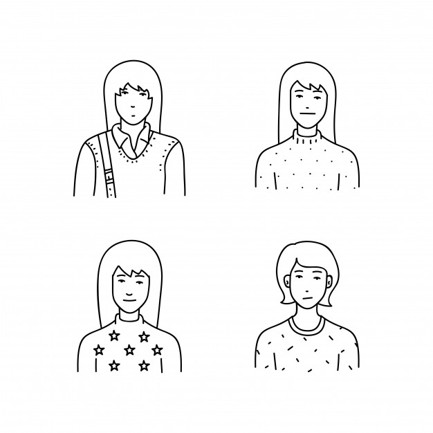 626x626 Cartoon Sketch People Vector Illustration Vector Premium Download - Cartoon Sketch People