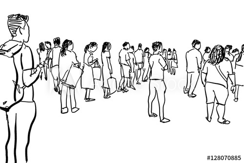 500x334 People Waiting In Line Cartoon Sketch - Cartoon Sketch People