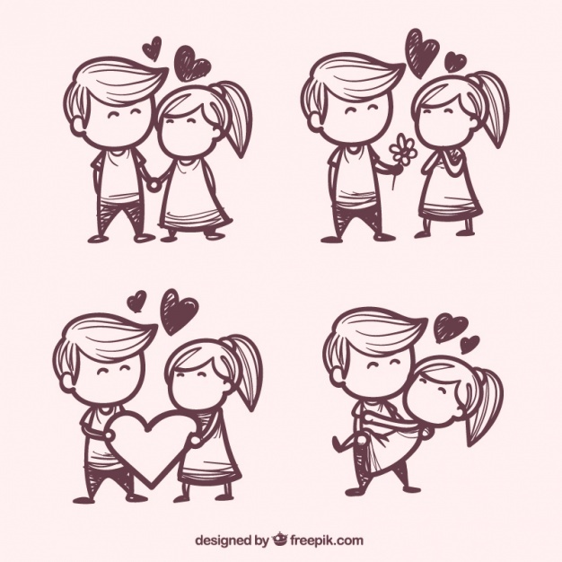 626x626 Cute Cartoon Couple In Love Vector Free Download - Cartoon Sketch Pictures