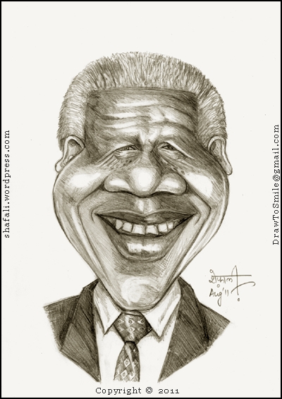 400x566 The Caricature, Cartoon, Sketch, Portrait Of Nelson Mandela, The - Cartoon Sketch Your Photo