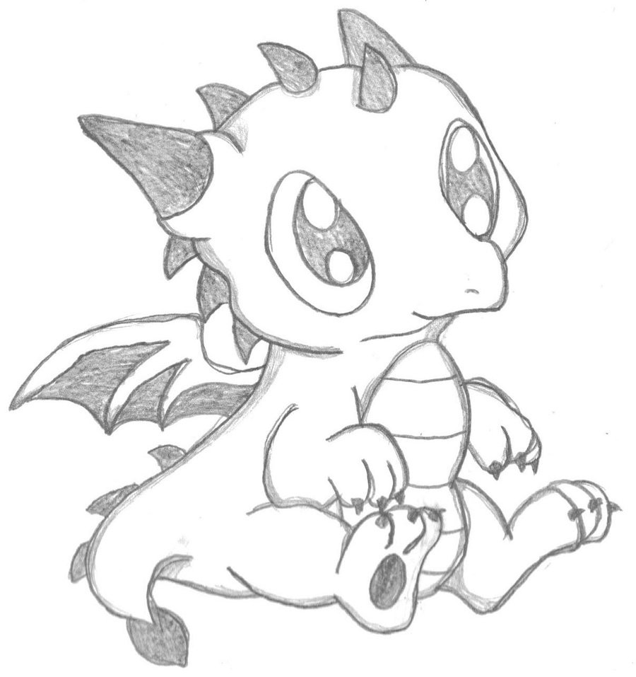 900x957 Cute Dragon Drawings Free Download Clip Art On Cartoon Drawing - Cartoon Sketches For Kids