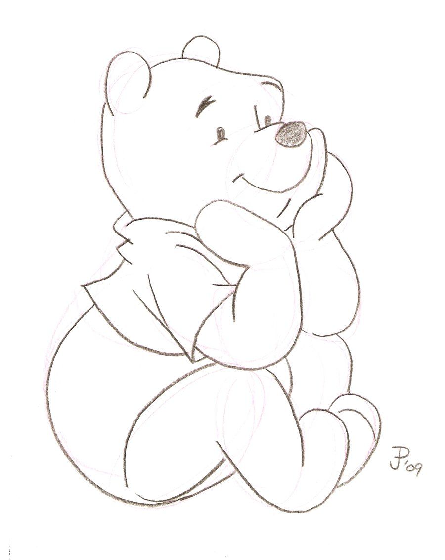 900x1132 Cartoon Sketches Winnie The Pooh Sketch By Mickeyminnie On - Cartoon Sketches Images