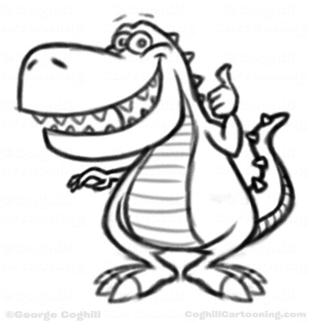 640x670 Dinosaur Cartoon Character Sketches - Cartoon Sketches Images
