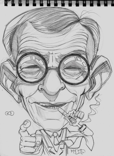 366x500 George Burns Caricature Sketch By Mcdermott Famous People - Cartoon Sketches Of People