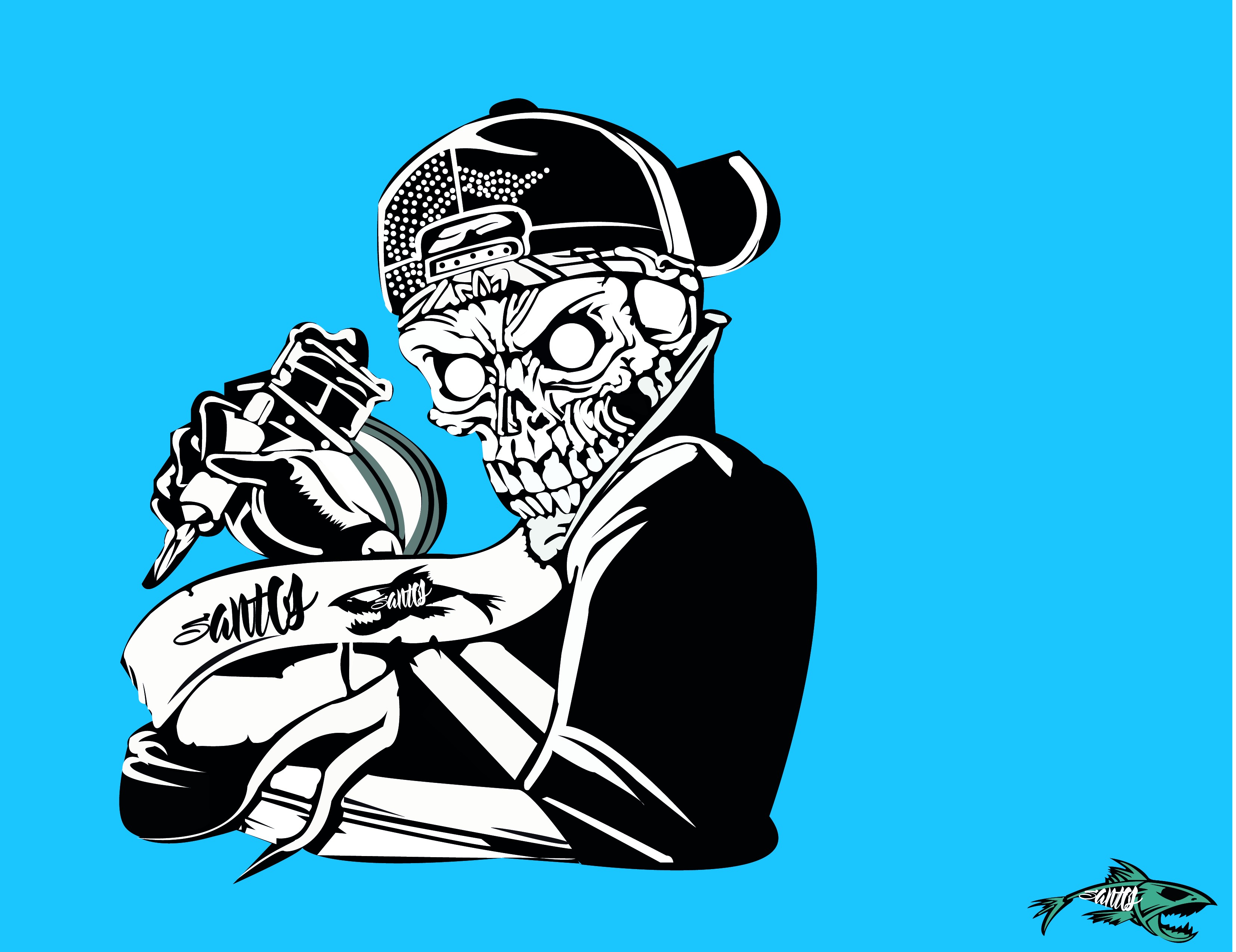 3310x2550 Wallpaper Drawing, Illustration, Tattoo, Blue, Cartoon, Skull - Cartoon Skull Sketch