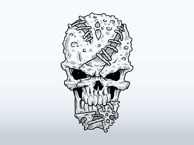 620x463 Skull Drawings, Art Ideas Design Trends - Cartoon Skull Sketch