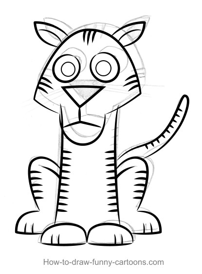 415x564 Drawn Tiger Funny Cartoon - Cartoon Tiger Sketch