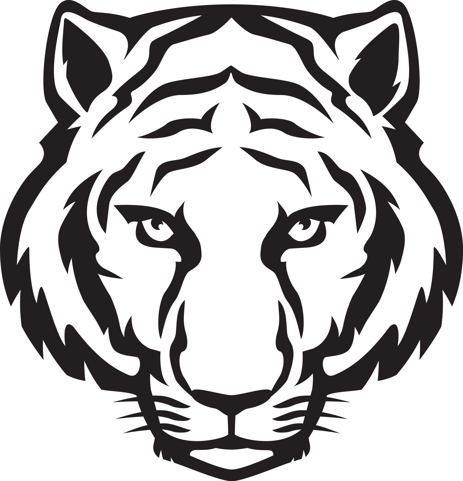 1510x1571 Filetiger Cartoon Face.jpg - Cartoon Tiger Sketch