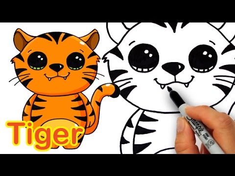 480x360 How To Draw A Cute Cartoon Tiger Easy - Cartoon Tiger Sketch
